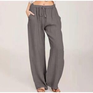 PARACHUTE Charcoal Grey European Linen Drawstring Waist Wide Leg Pants Size XS